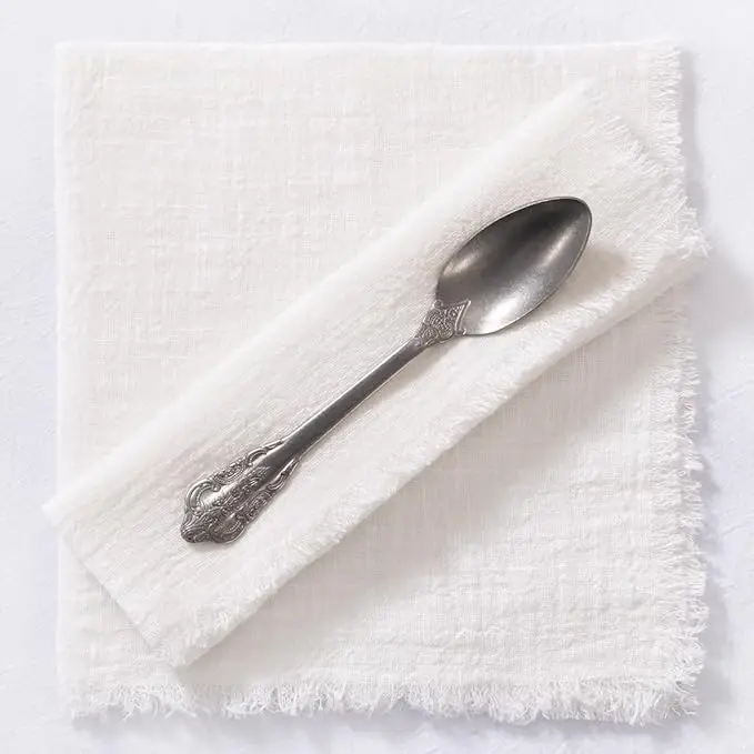 Handmade Cotton Napkins - 50 Pack 32x32cm Gauze with Fringe for Dinners Weddings Parties