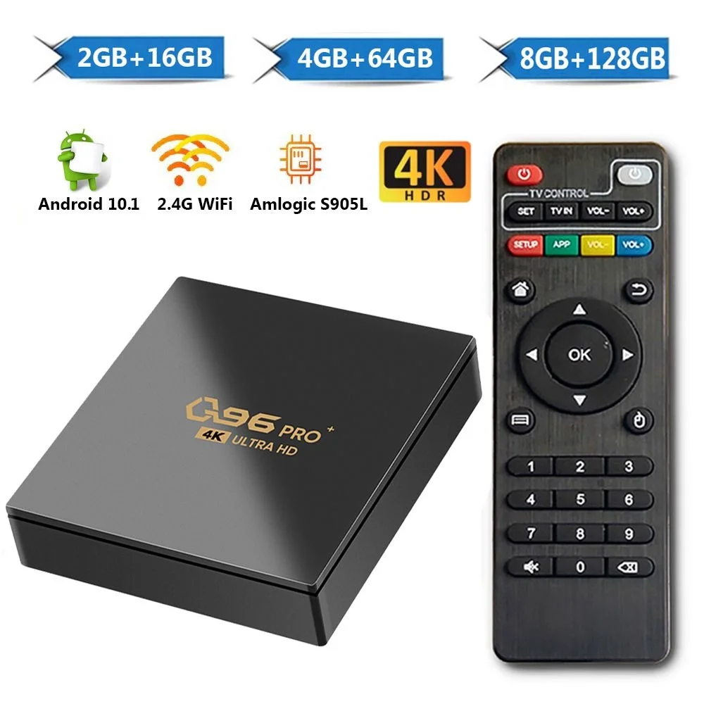

2023 New 8GB+128GB Q96 Pro+ Smart TV Box Android 11 Allwinner H313 Quad Core 2.4G WIFI 4K Set Top Box Media Player Home Theater