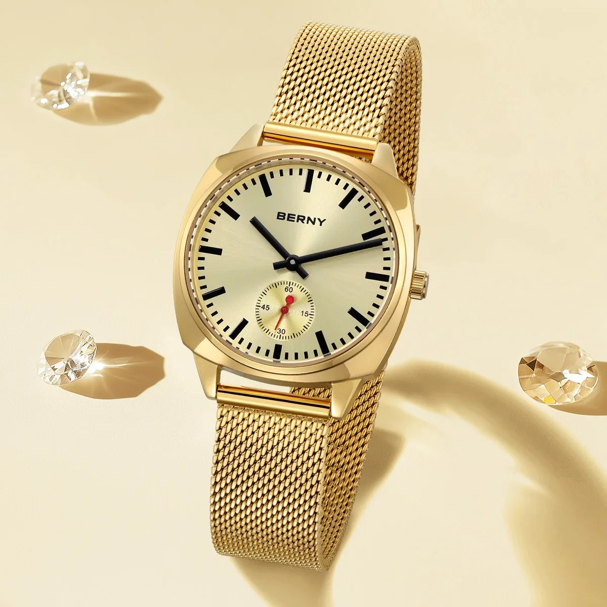 BERNY Railway Watch for Women Quartz Ladies Watch Simple Versatile Simple Dial Wristwatch Waterproof Leisure Watch for Women 3