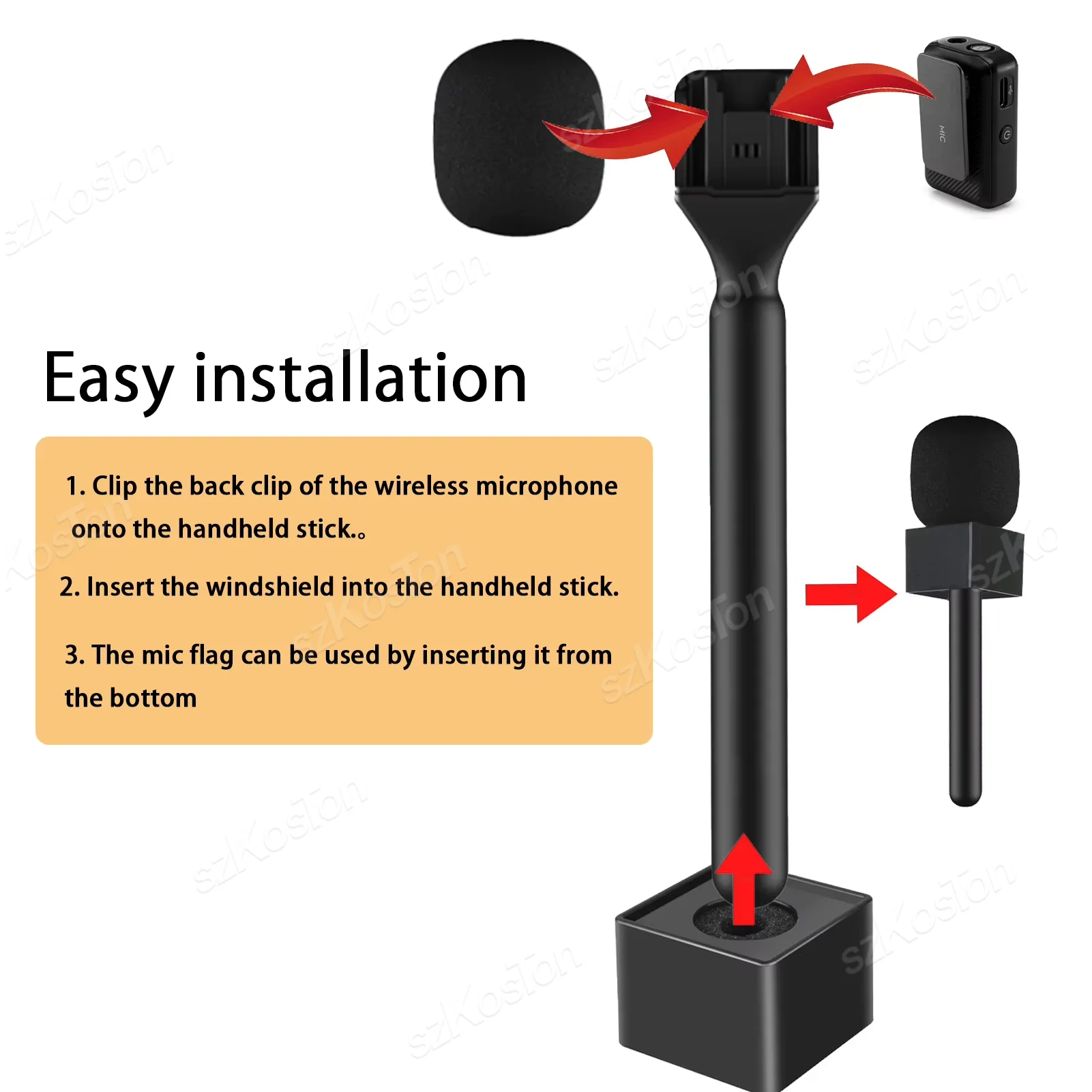 KXVXXV Drahtloser Mikrofongriff Handheld Adapter Handheld Mikrofonhalter Für Rode Wireless GO I/II DJI Mic, Mikrofon Handadapter Für Interviews YouTube Tiktok Vlogging
