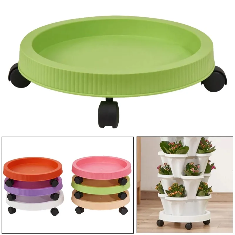 Plant Stand Pot Trolley with Wheels Movable Plant Caddy Potted Flower Mover for Flower, Vegetable Home Furnishing