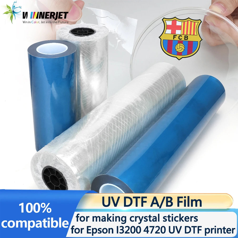 위너젯 UV DTF AB 필름 롤 30cm*100m 모든 매끄러운 단단한 표면 전사 인쇄용 Epson I3200 4720 xp600 UV DTF 프린터용