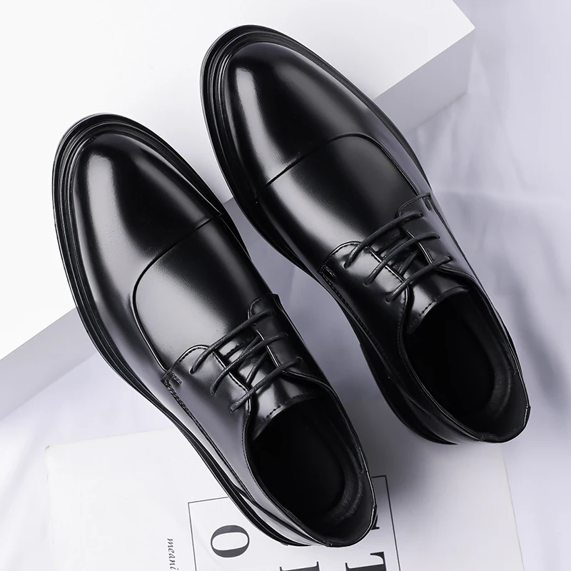 Leather Shoes for Men Inside Increase Business Formal Thick Sole High-grade Shoes British Style Breathable Casual for Men