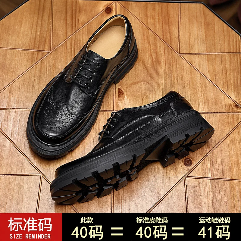 Autumn Winter Bullock Cowhide Dress Shoes Business Men Shoes High Quality Genuine Leather Shoes Men Designer Shoes Loafers