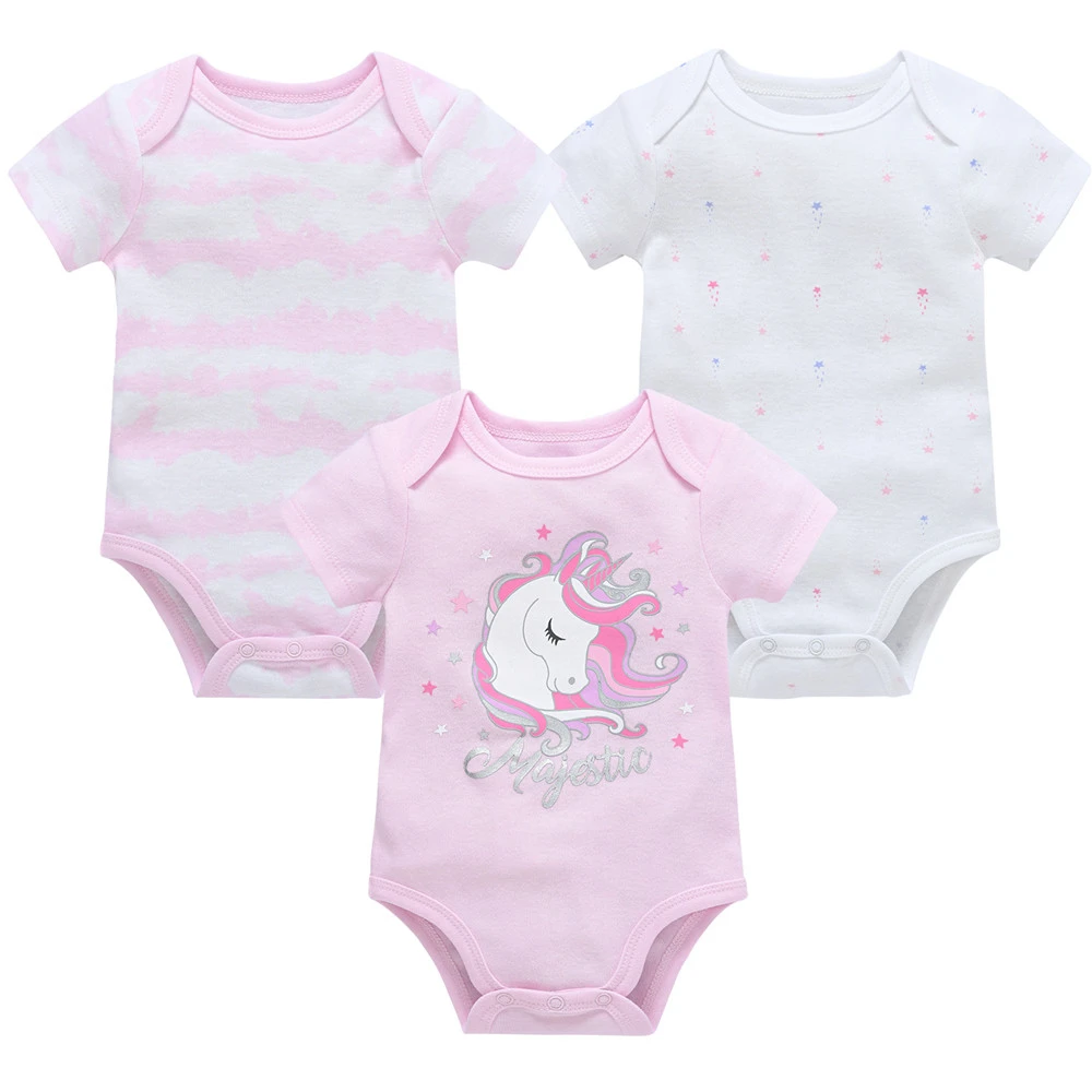 3 Pcs/lot Newborn Baby Boy Bodysuit 100% Cotton Short Sleeve 3M 6M 9M 12M Girls Clothes Cool Print Infant Jumpsuit 5