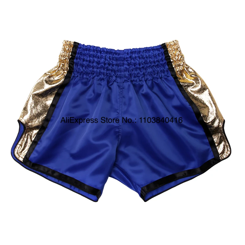 Boxing Shorts Child Women Men's Muay Thai Shorts Satin Plain Kickboxing Fight Pants Gym Martial Arts Training Clothes Gold Black boxing shorts
