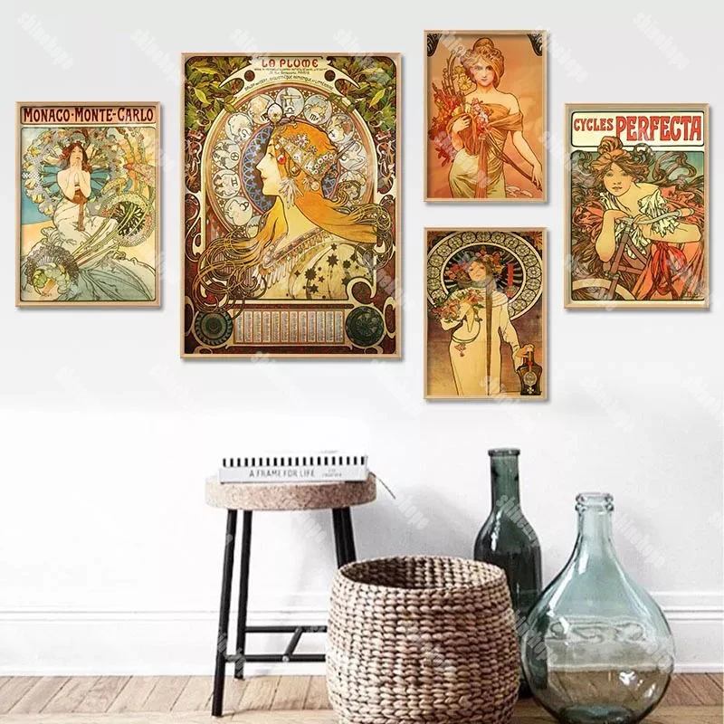 

Custom Alphonse Mucha Silk Poster 30X45cm 40X60cm Art Home Decoration Cloth Fabric Wall Poster Print Silk Fabric