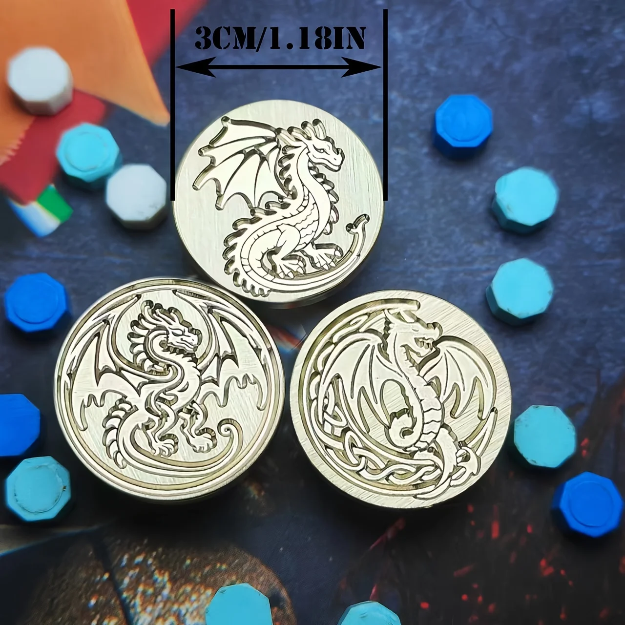 Sello de la serie Dragon de 1 30mm, cabezal de sellado de pintura circular, accesorios de sello de latón, adecuado para embalaje de regalo, sobres