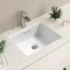 1pc 14 Inch Small Rectangle White Undermount Bathroom Sink, 13.78 x 12-inches Vanity Under Counter Lavatory Porcelain Ceramic Ba 2