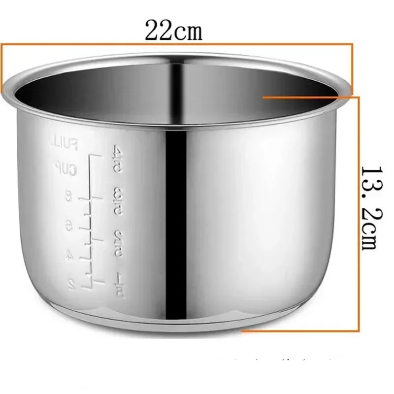 Cuvette intérieure en acier inoxydable pour autocuiseur électrique, bol multicuiseur, réservoir pour la cuisson de la soupe et de la bouillie, 4L 1