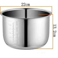 Cuvette intérieure en acier inoxydable pour autocuiseur électrique, bol multicuiseur, réservoir pour la cuisson de la soupe et de la bouillie, 4L 1