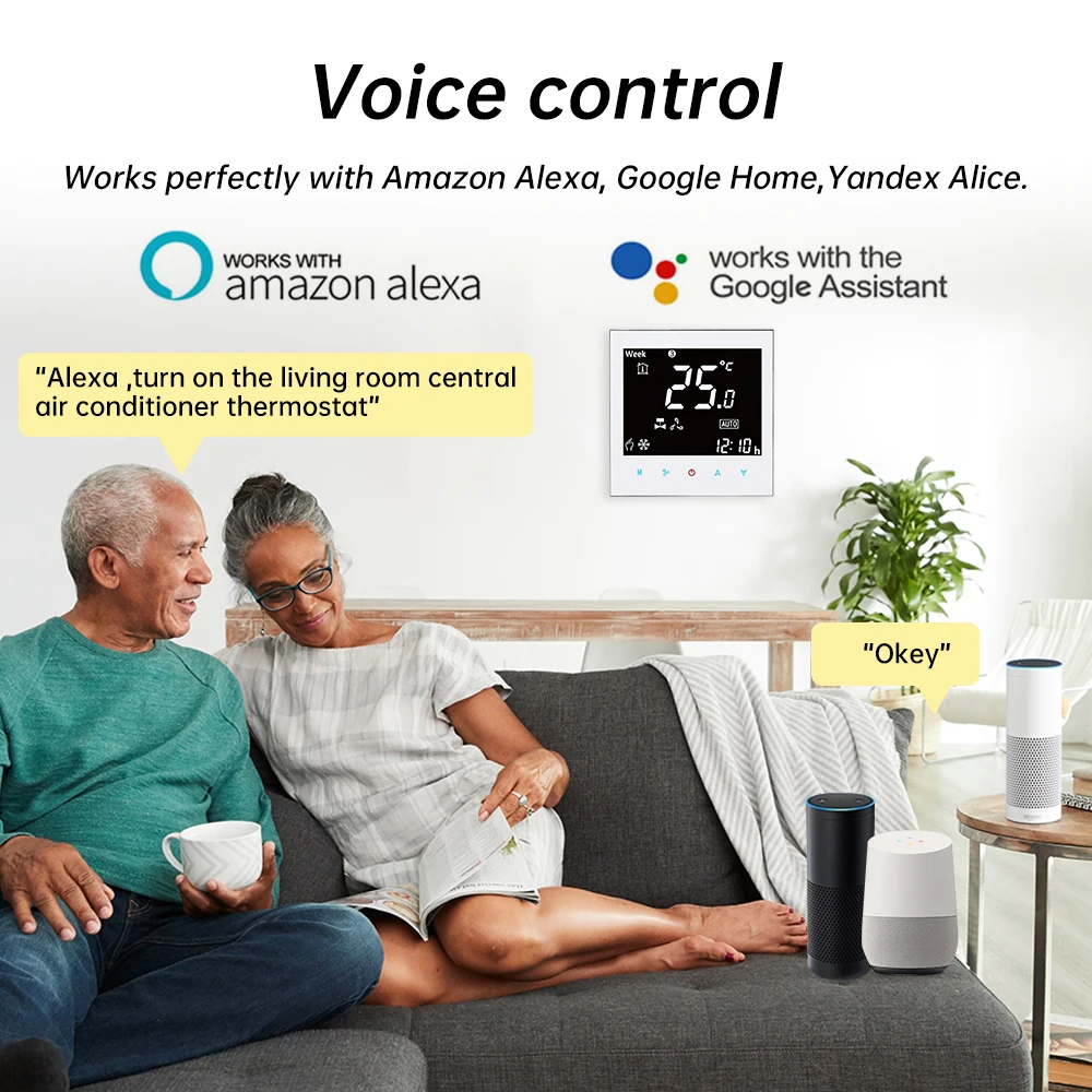 Tuya-インテリジェントエアコンサーモスタット,e-240V AC,温度コントローラー,alexa互換,Google Home,ydexa  AliExpress