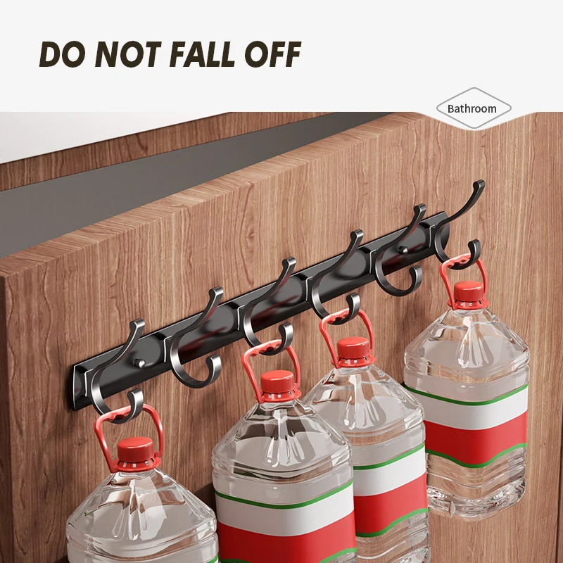 Wall Mounted Storage Hook Rack Bedroom Walk-In Closet No Drilling