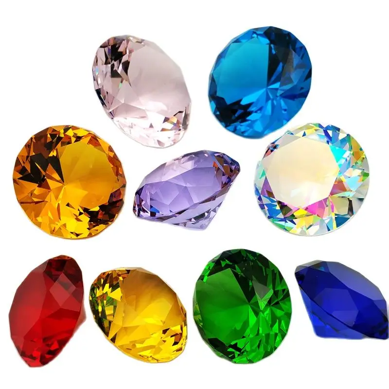 10 Colors Crystal Diamond Shaped Paperweight Decorative Cut Glass Giant Gemstone Wedding Office Desktop Ornament Birthday Gifts ornament crafts,glass ornament,crystal stone ornament,crystal ornament,desk decor