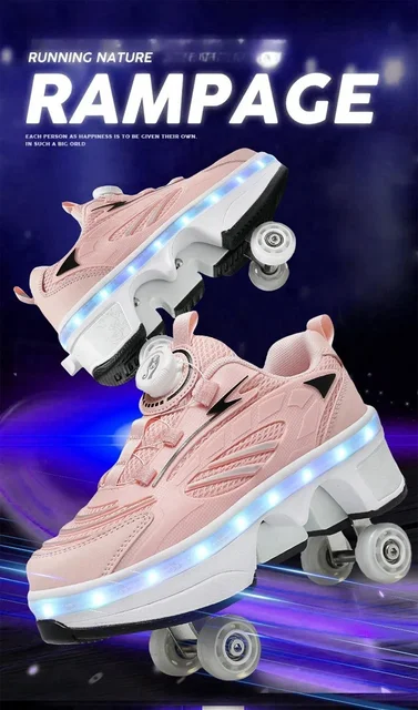 Roller Skating Shoes 2-in-1 Hidden Wheel Sneakers Transformable
