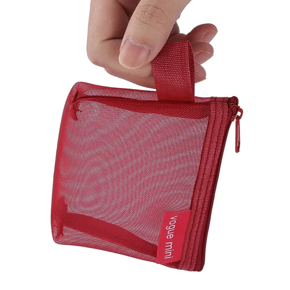 Makeup Bag Transparent Mesh Storage Bag Cute Lipstick Small Item Mini Coin Purse Nylon Coin Cosmetic Travel DIY coin purse plush coin purse coin wallet change bag cosmetic bag