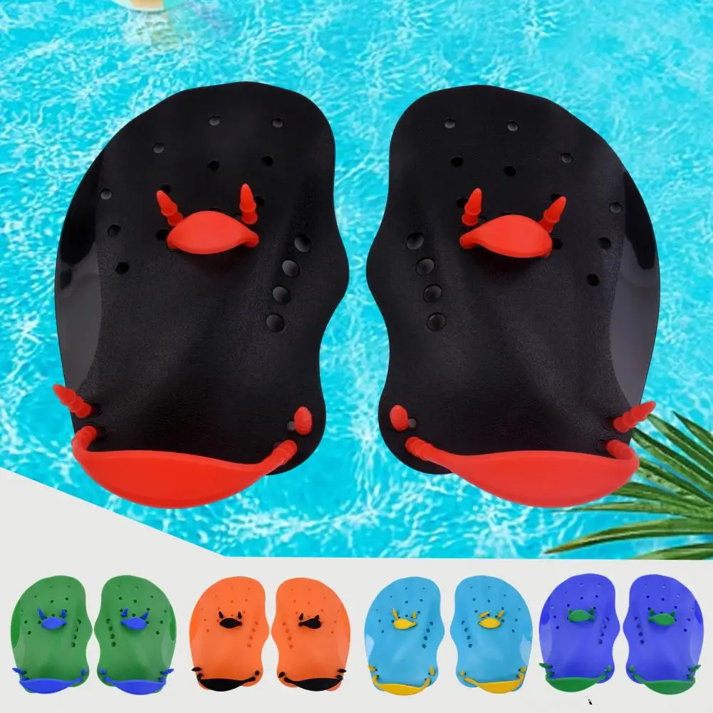 

1 Pair Beginner Hand Paddles Swimming Fins with Strap Ergonomic Shape Swim Training Fins Children Diving Aid Tool
