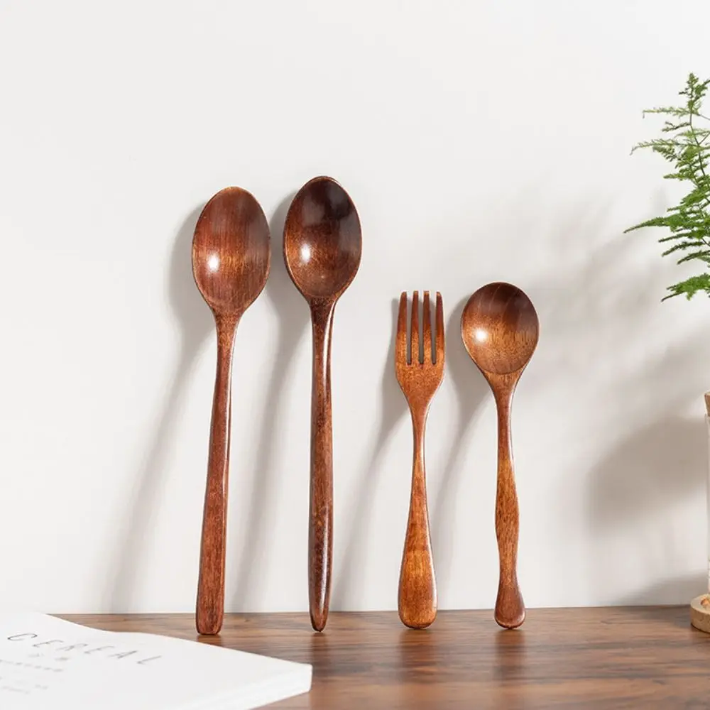 Non Scratch Ice Cream Kitchen For Soup Cooking Teaspoon Tableware Coffee Spoon Wooden Spoon Stirring Fork