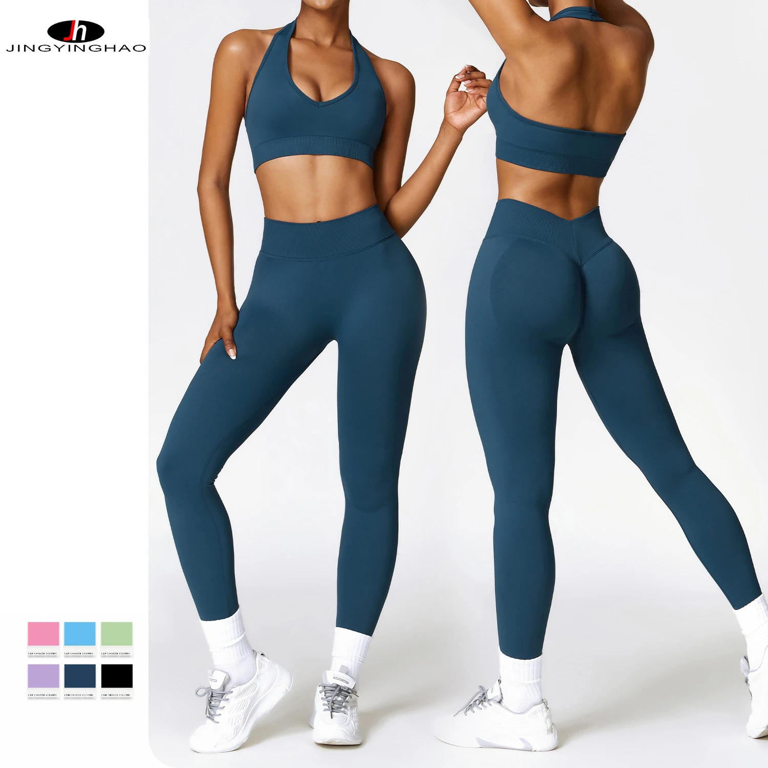 

Seamless Backless Gym Yoga Set Women 2 Piece Sportswear Comfort Sport Suit for Fitness Women's Tracksuit Workout Clothing Black