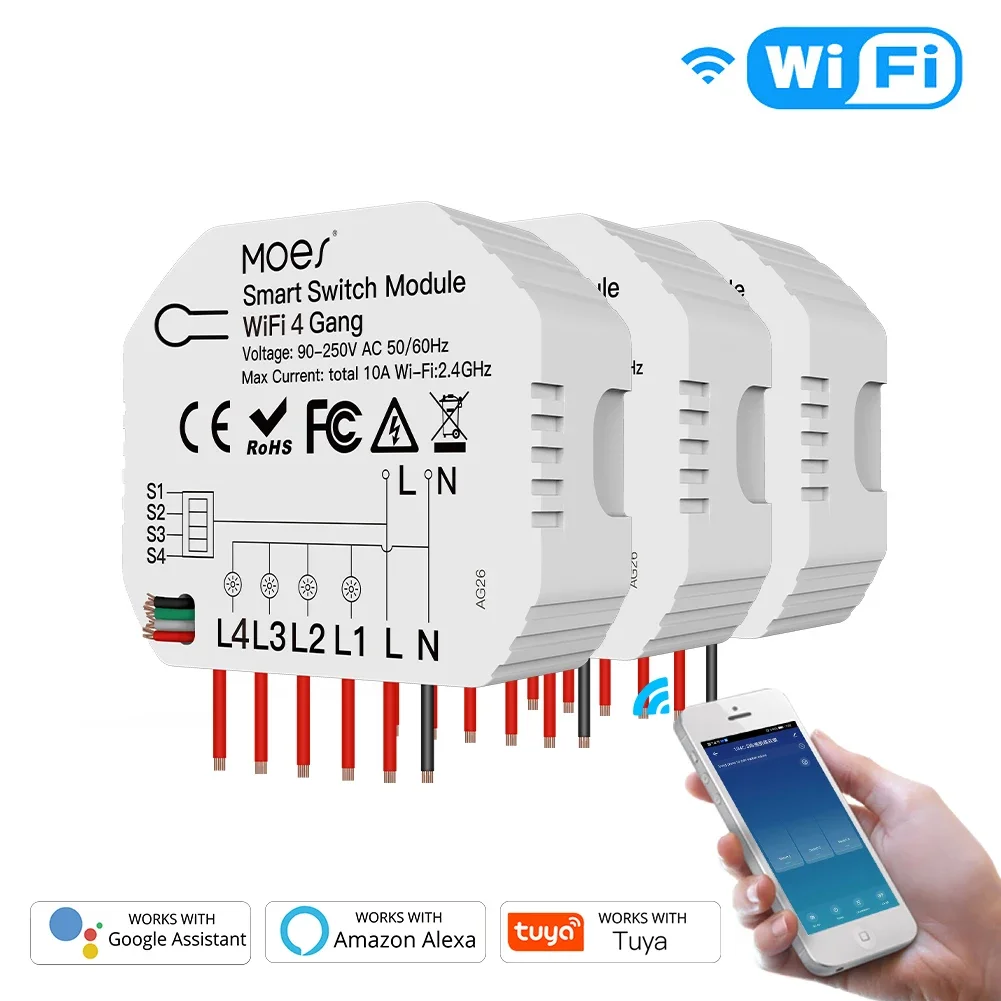 4 stuks CNBINGO WLAN Smart lichtschakelaar, mini DIY