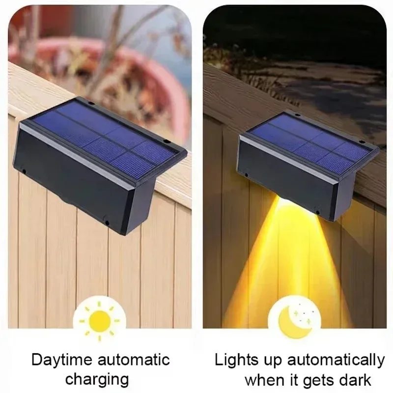 1/2/4PCS LED 태양광 벽등, 정원 계단 울타리 계단 경로 장 방수 야외 조명