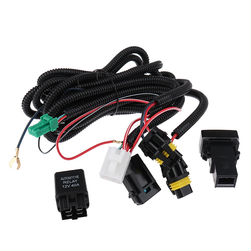안개등 와이어링 하네스 소켓, 와이어 LED 표시기 스위치, H11, 12V, 40A 릴레이