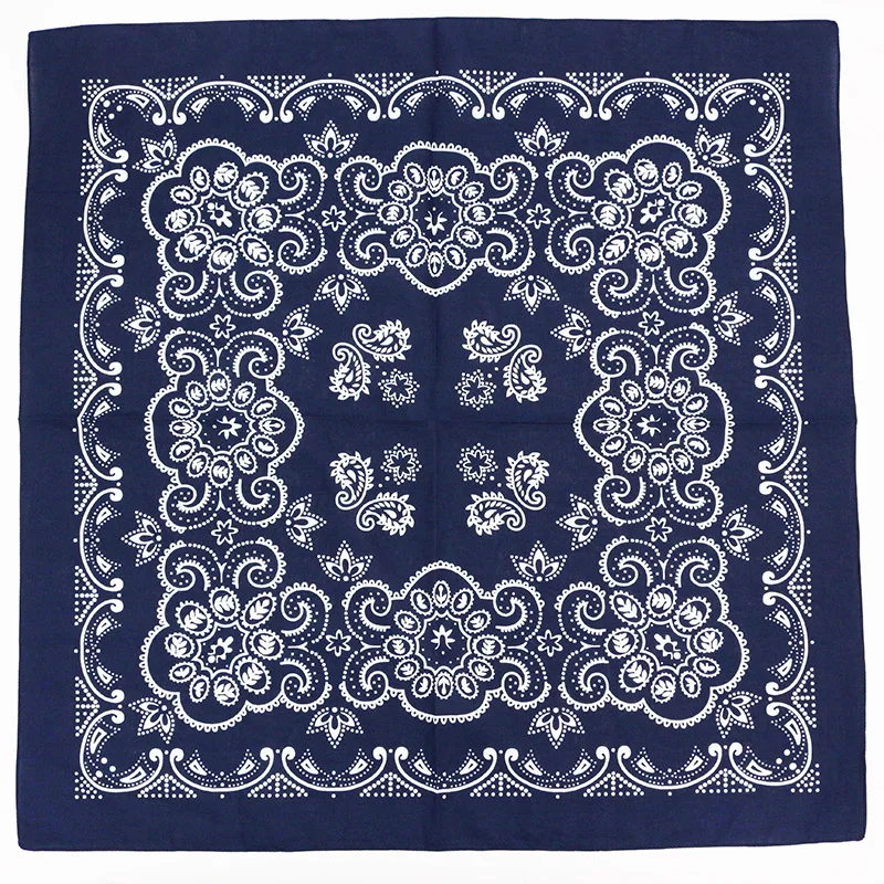 68CM Retro Blue Red Paisley Large Square Bandana Cotton Hip Hop Headband Scarf 6