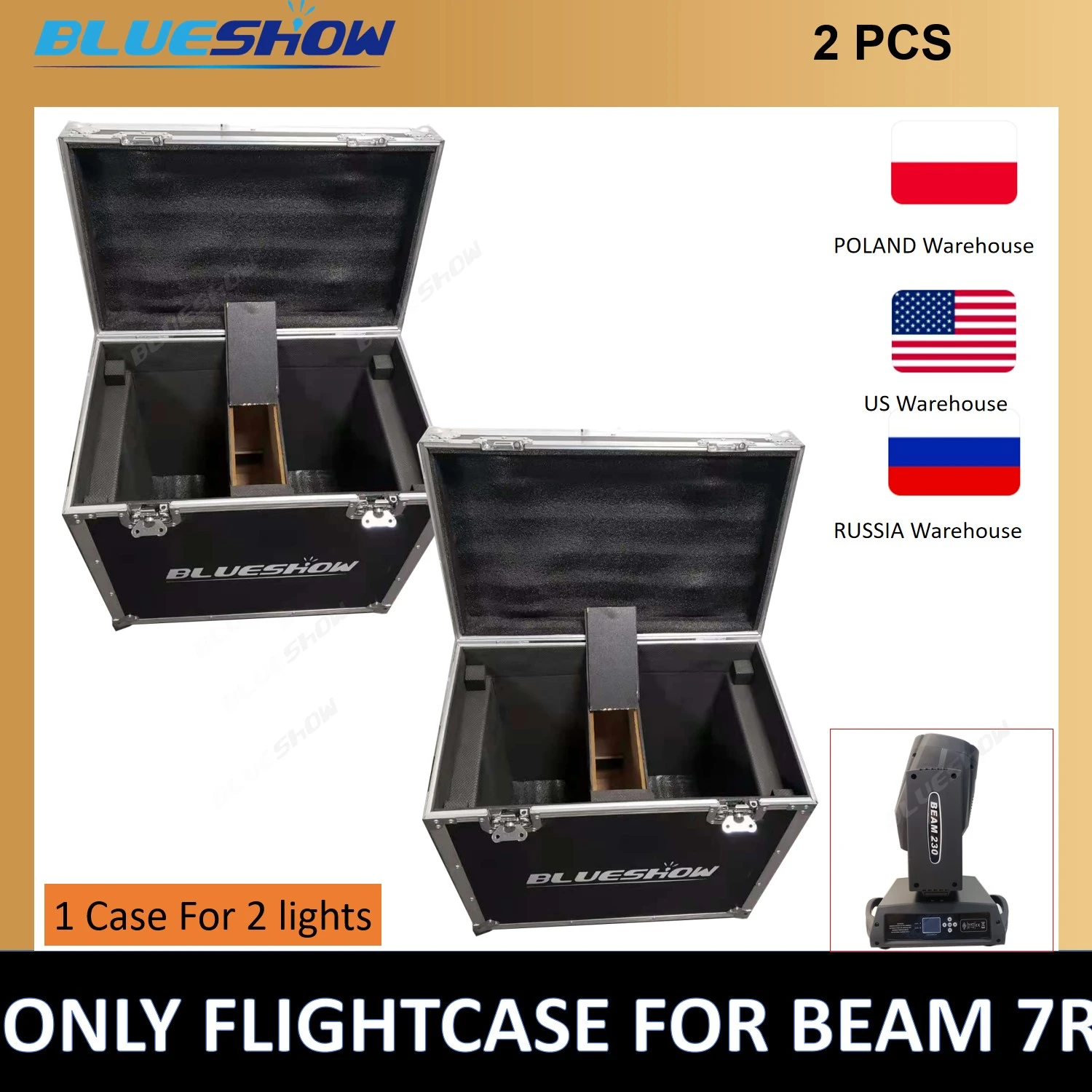 No Tax Sharpy Beam 7r flight case moving head 2in1 Empty air box for 2