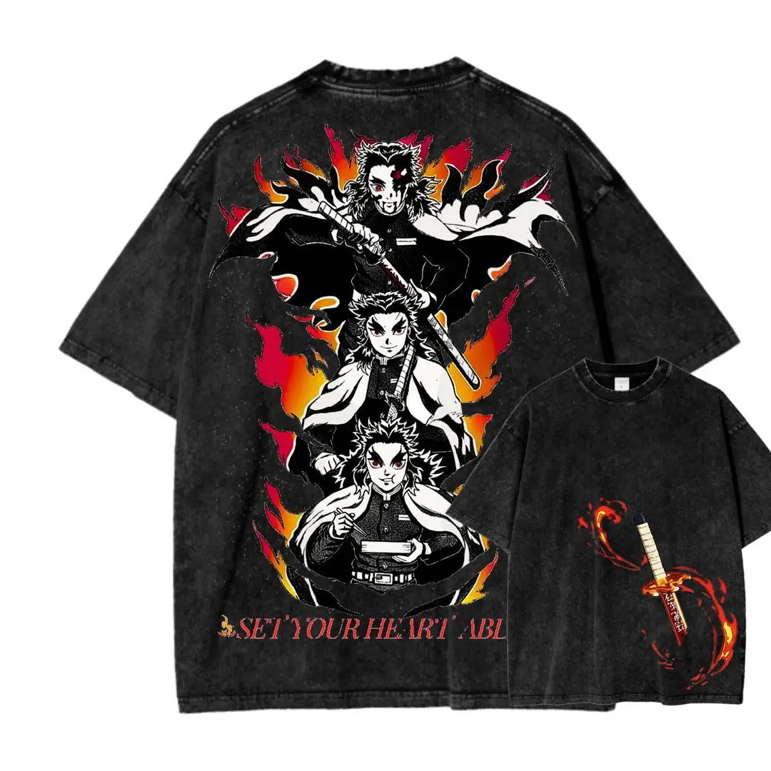 Vintage Wash Aesthetic Anime Graphic Tee, Otaku Gift Apparel