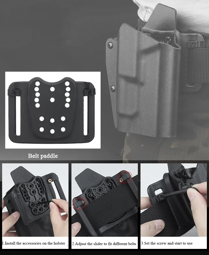 Universal Holster Belt Loop Multi-holes Waist Belt Holster Adapter fits Kydex Holsters Quick Pull Adapter Hunting Accessories