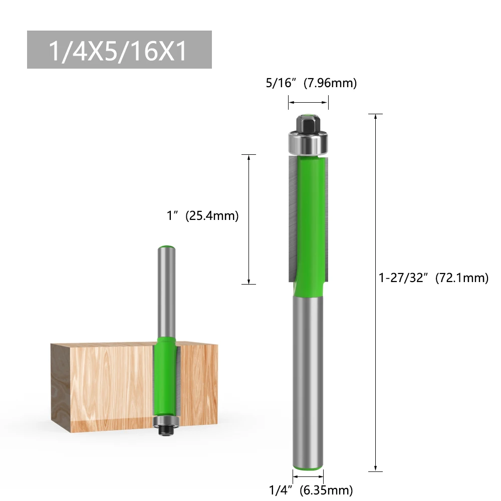 LAVIE 4 Stück 1/4 Zoll End Dual Flutes Kugellager Flush Router Bit Straight Shank Trim Holzfräser für Holzbearbeitung MC01013 – Detail 3