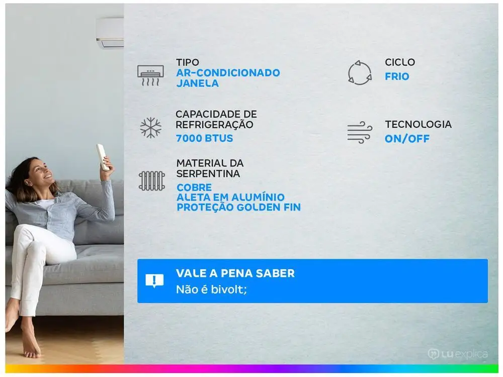 Ar-condicionado Janela Gree 7.000 BTUs Frio GJC07BV-A6N - 110V 2