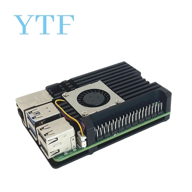 Raspberry Pi 5 Aluminum Case Metal Shell Cooling Fan Silicone Heatsink Active Passive Cooling Radiator Cooler For RPi 5