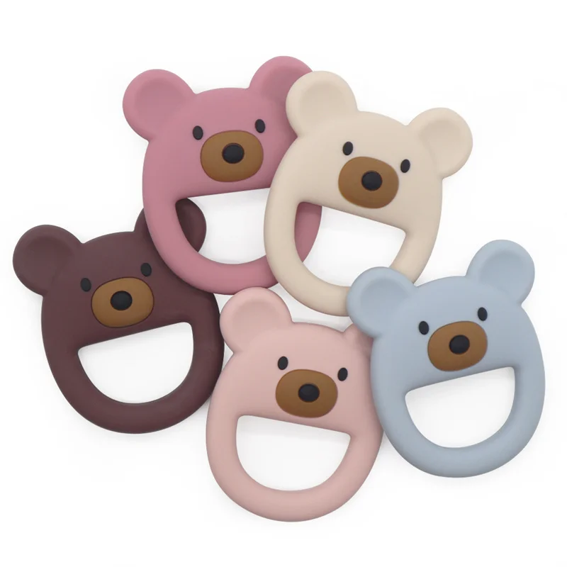 실리콘 Teether  귀여운 곰 모양 Teether 장난감 반지,  샤워 선물 식품 등급 어린이 젖니가 남 장난감  물건, 1 개