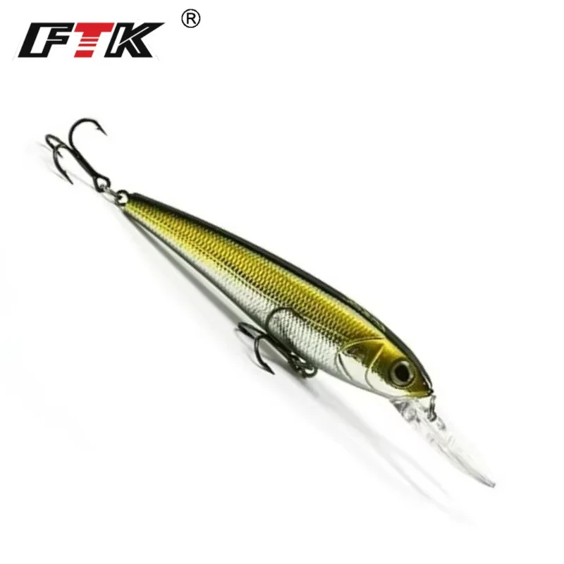 FTK Hard Fishing Lure Minnow 12g 9cm 3D Eyes Artificial Bait With Treble Hook Lures Wobblers Swimbait Bass