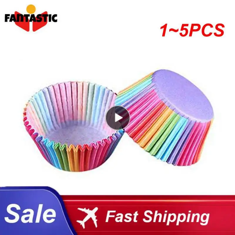 

1~5PCS Cupcake Paper Cups Rainbow Liner Cupcake Muffin Cases Paper Cake Baking Molds Wedding Party Decorating Cupcake Cases