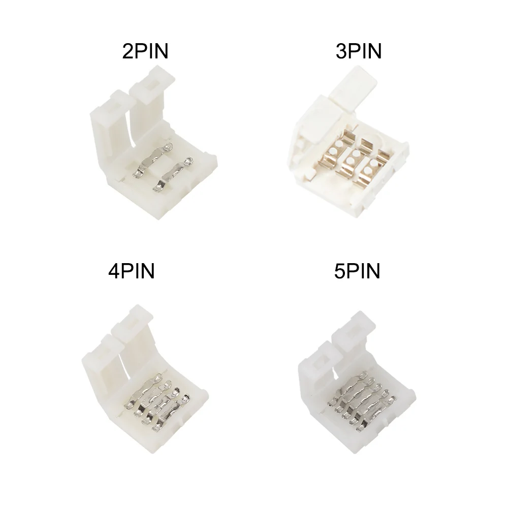 5pcs 10mm 12mm L Shape or T shape No Soldering Easy Connector 3pin 4pin 5pin 6pin For 5050 3528 RGB RGBW RGBCCT LED Strip Light