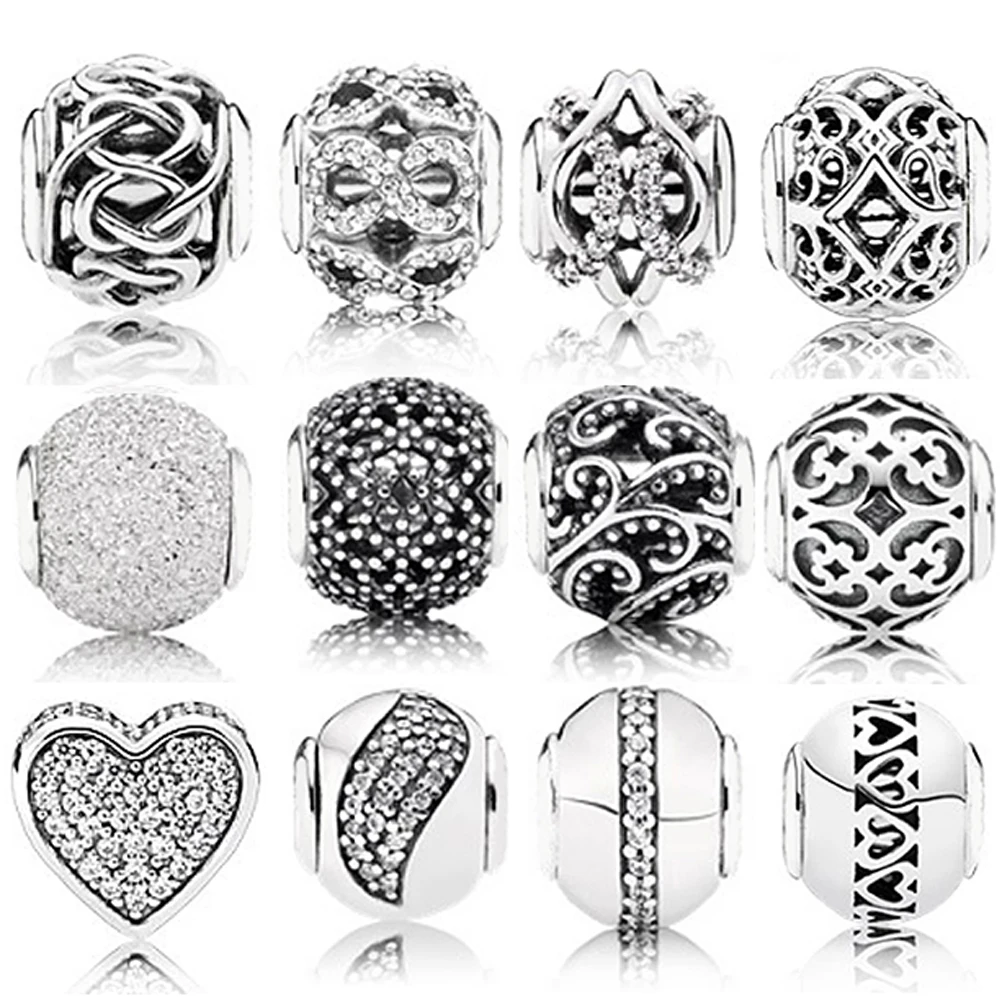 

Top High Quality S925 Sterling Silver Beads Charm Cubic Zirconia Beads For Embrace Happiness And E Series Bracelet Diy Jewelry
