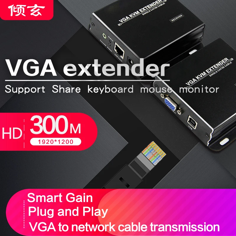 1200P 60Hz Usb Vga Kvm Extender Su Cavo Ethernet Cat5E/6 Fino A 100M/200M/300M Vga Supporto Trasmettitore Usb Mouse Tastiera Usb