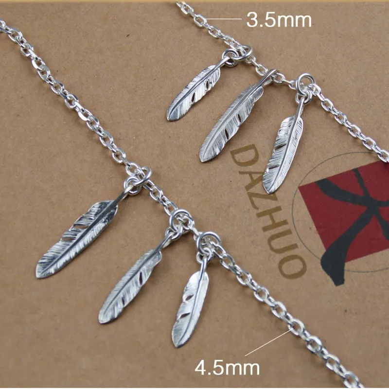 The latest engraved genuine BOCAI little feather Pendant s925 Silver handmade accessories