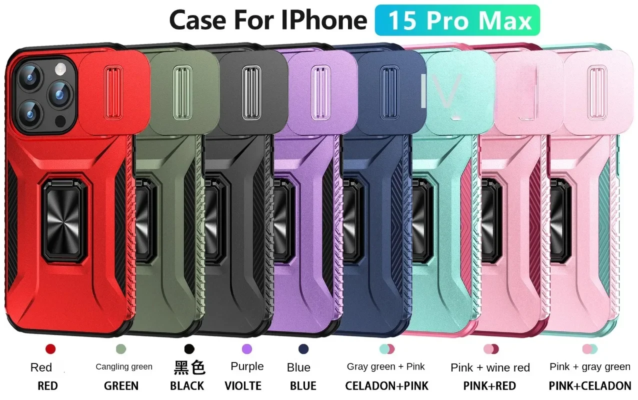 Military Grade Magnetic Shockproof Armor Phone Case with Slide Camera Cover