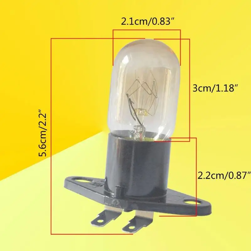 2Pcs 2A 250V 20W 2Pin Microwave Oven Bulb High Temperature Oven Light Lamp With Holder Spare Parts Kitchen Accessories