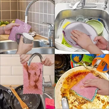 10 pezzi panni in microfibra asciugamani multiuso per lavare i piatti per stoviglie stracci per pulizia a doppia faccia accessori da cucina 1