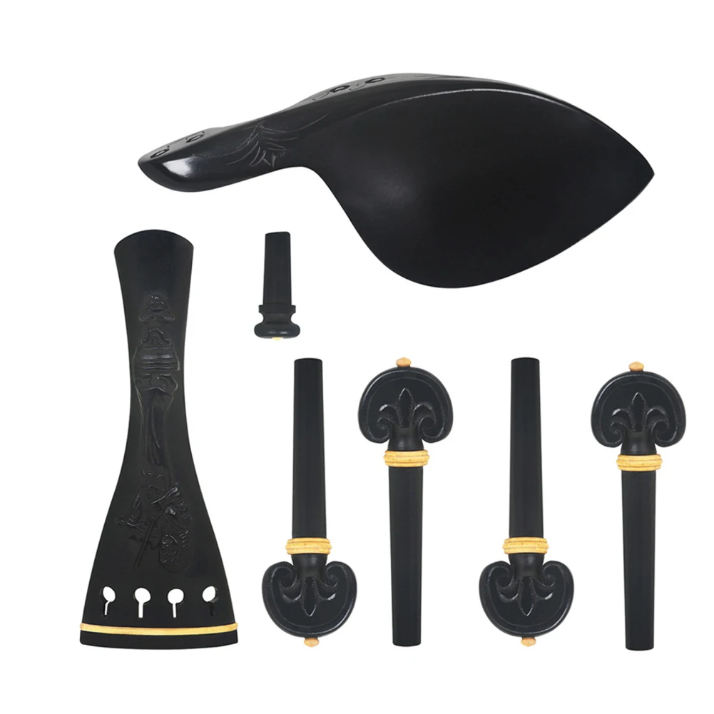 

YOUZI 4/4 Wood Violin Parts Kit Chinrest With 4 Tuning Pegs Tailpiece Endpin Set Ebony Violin Accessories MUSICAL INSTRUMENTS