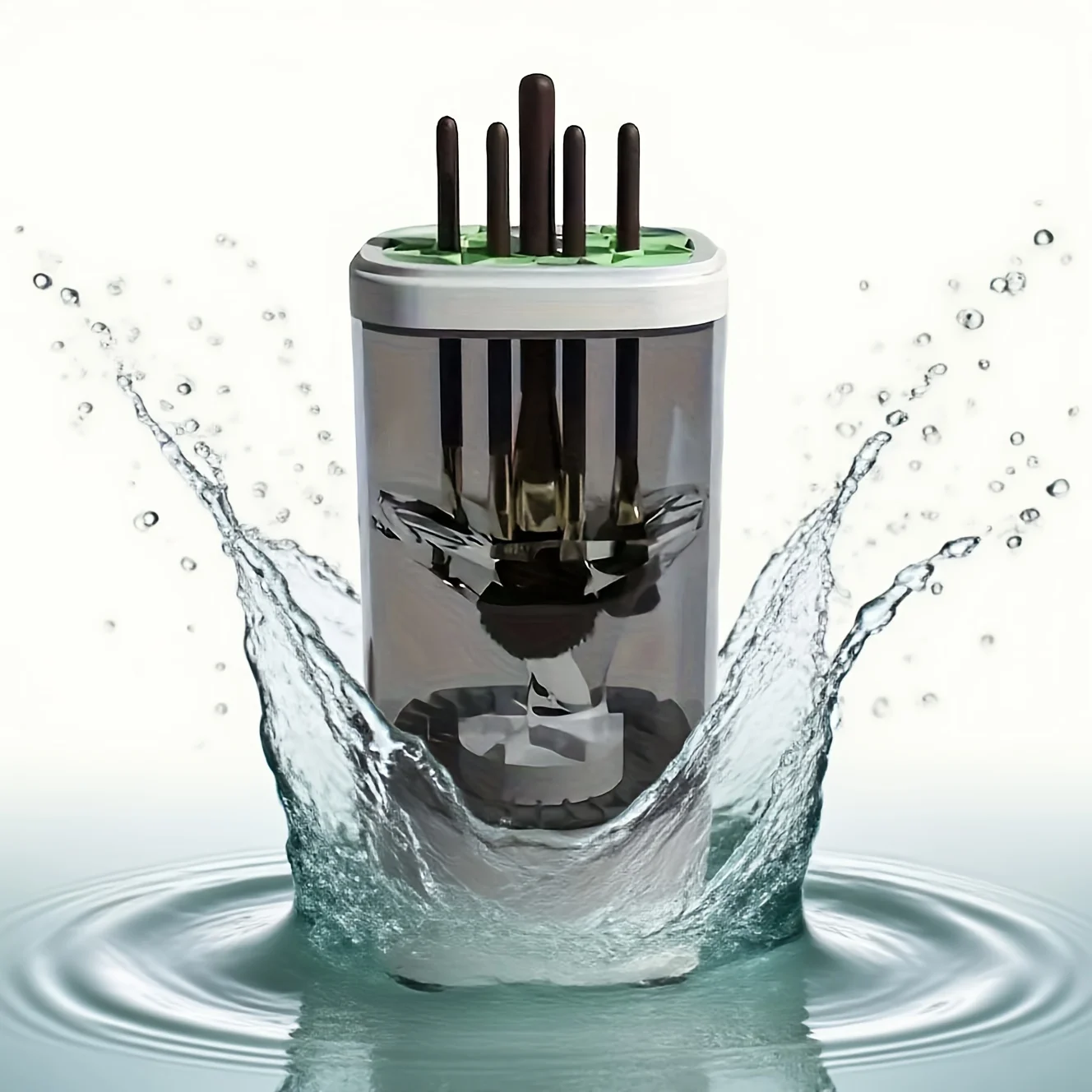 Electric makeup brush cleaner, handheld automatic makeup brush cleaning tool, suitable for 3-4 brushes, thoroughly clean