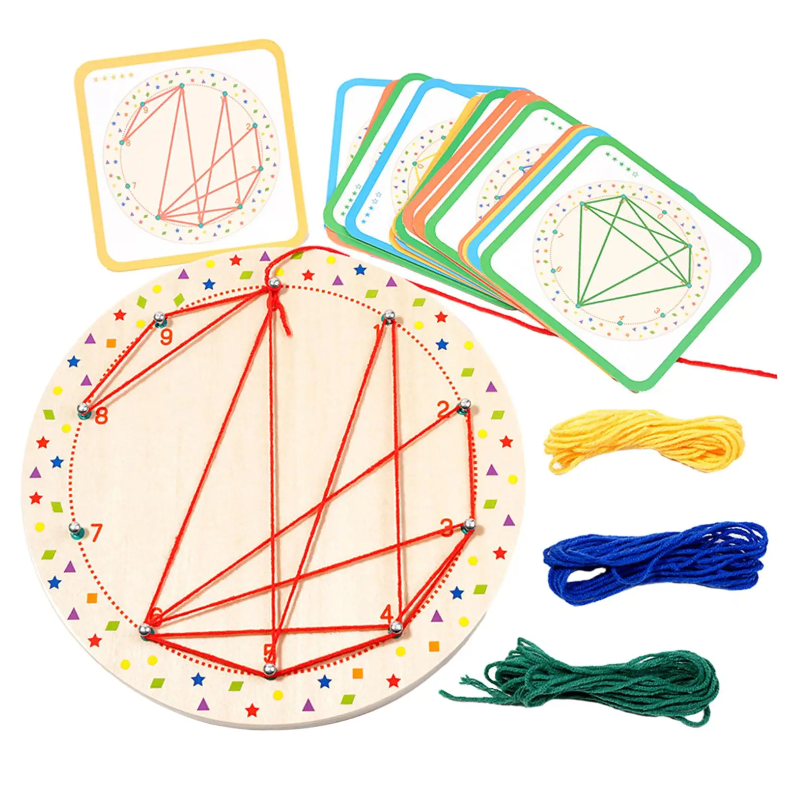 Wooden Threading Board Lacing Shape Board for Preschool Boys and Girls