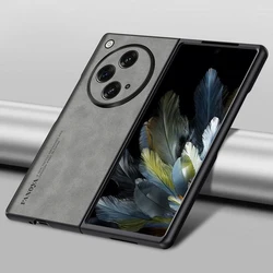 Sleek PU Leather Matte Hard Case - Premium Back Cover for Oneplus Open (Gray)