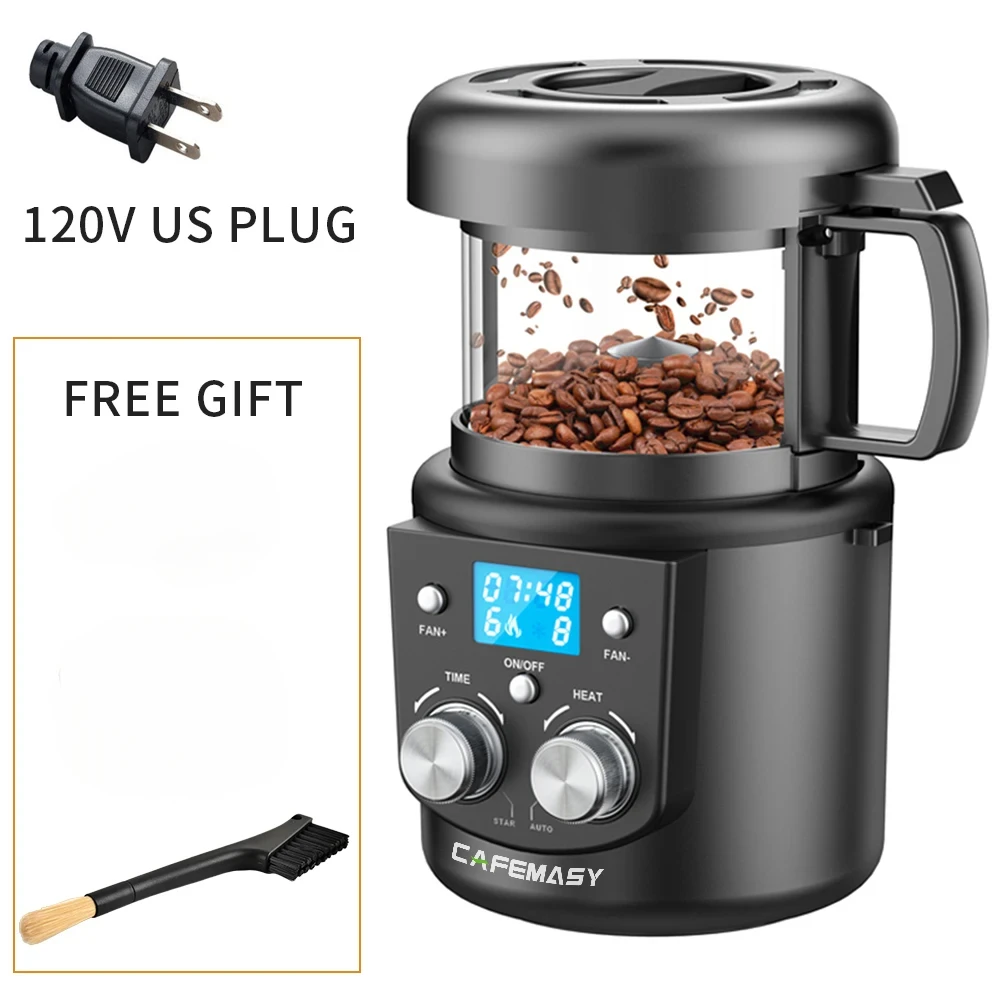 CAFEMASY 80-100g Home Coffee Roaster Electric Mini No Smoke Coffee Beans Baking Roasting Machine 110-240V Bean Roaster