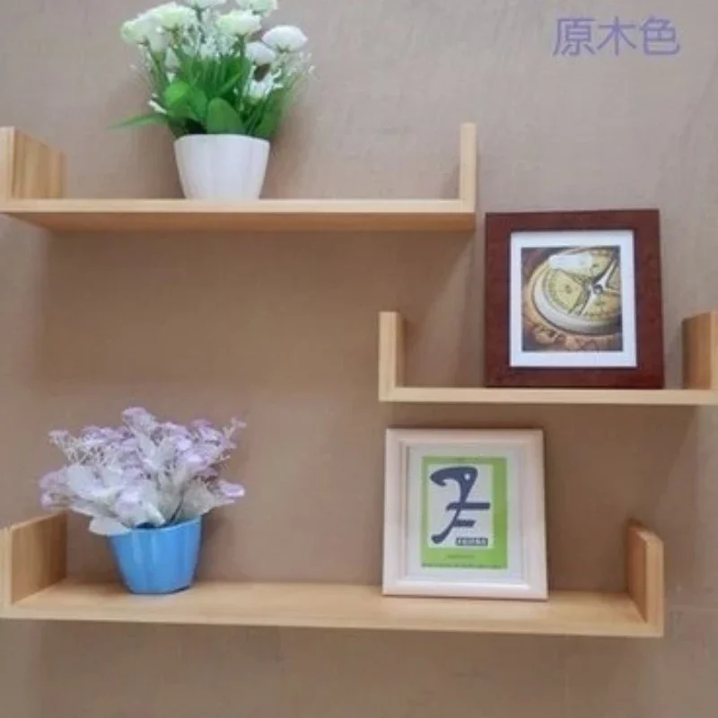 

U-Shaped Bookshelf Solid Wood Shelf Wall Mount Set-Top Box Wall Shelf