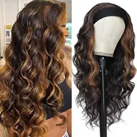 Perruque bandeau synthétique ondulée longue pour femmes, perruques noires avec reflets blonds bruns, bandeau Denisty 200%, perruque sans colle pour tous les jours 1